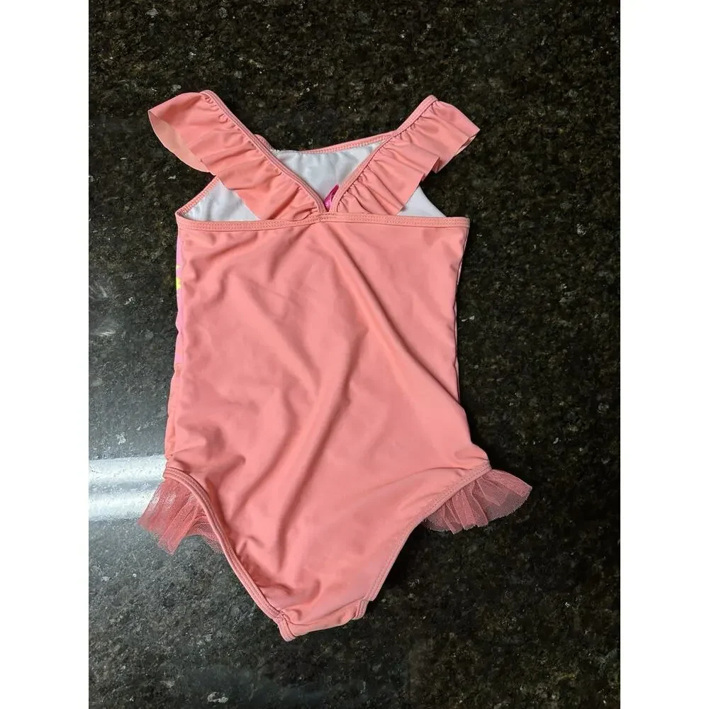 GIRLS BETSY JOHNSON SWIMSUIT SZ 10 PINK SHIMMERING SEQUINS HEART SUPER CUTE!!